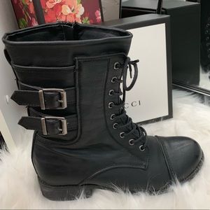 Black combat boots
